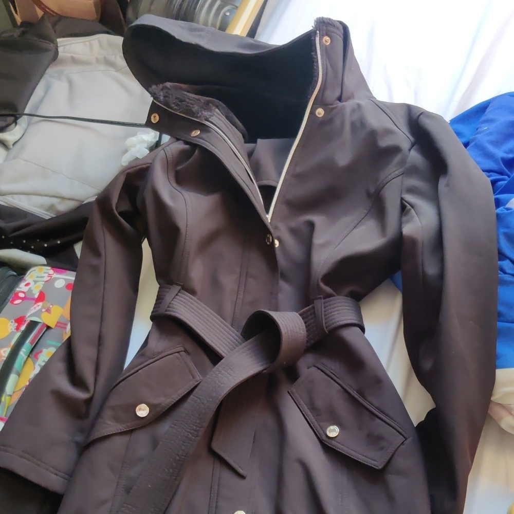 Jessica Simpson Black Trench Coat with Belt